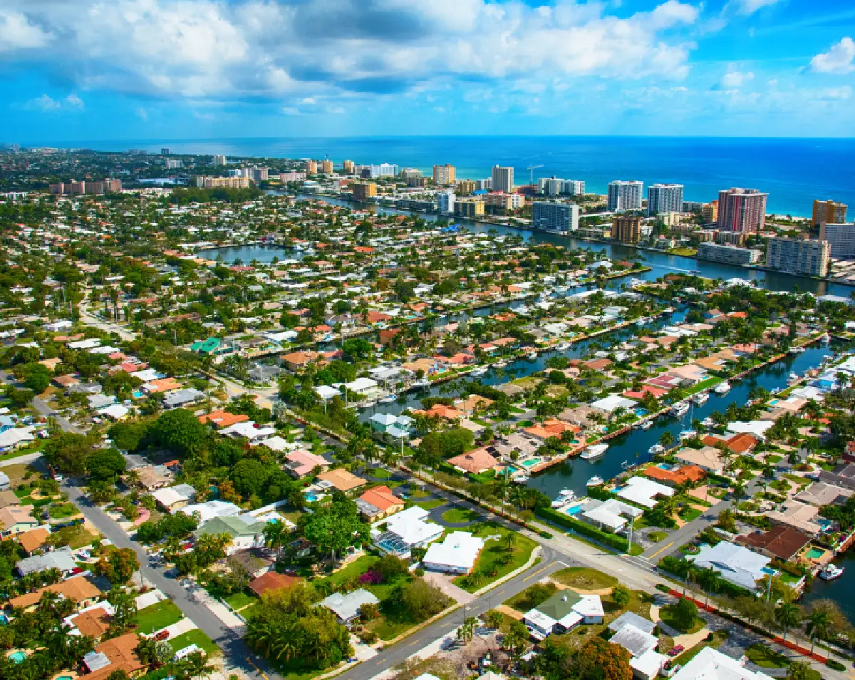 Suburban neighborhood near ocean