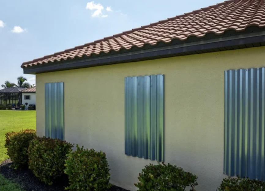 Storm panel shutters" (NOT
hurricane shutters)